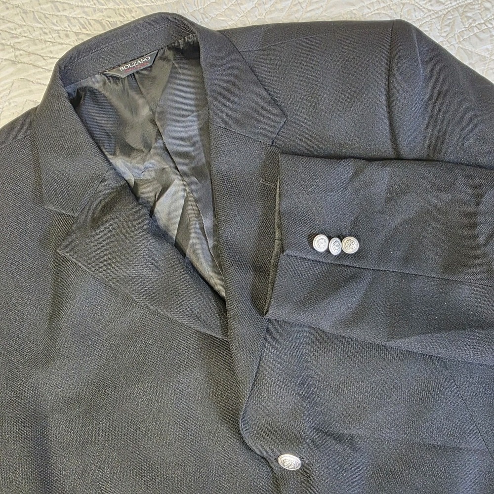 Bolzano Uomo Collezione Men's Suit Jacket Black 44R Silver Button Blazer Lined‎